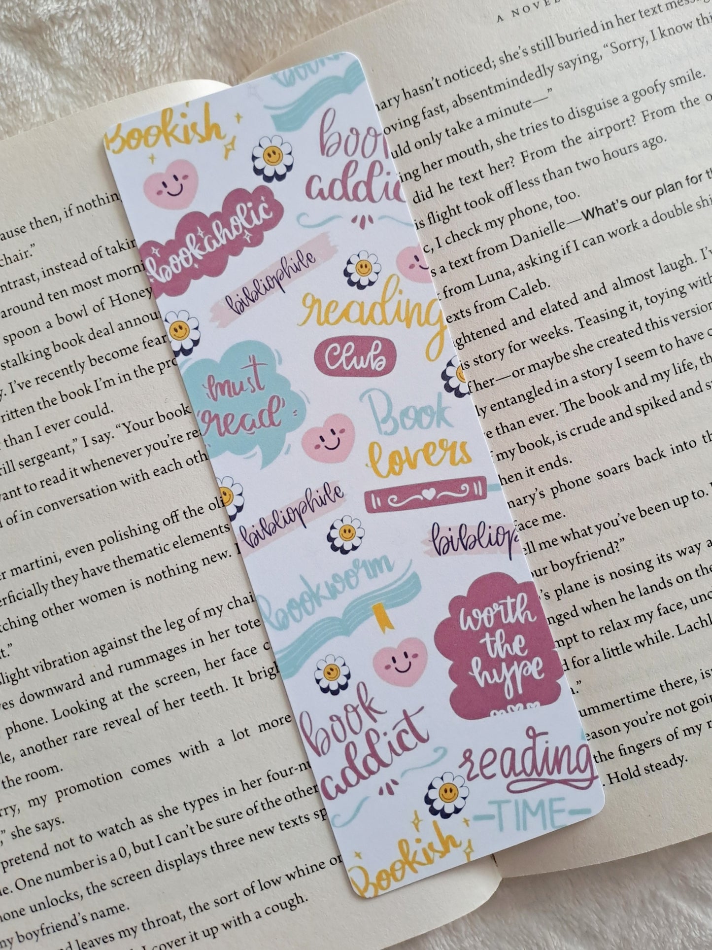 Bookworm double-sided print bookmark