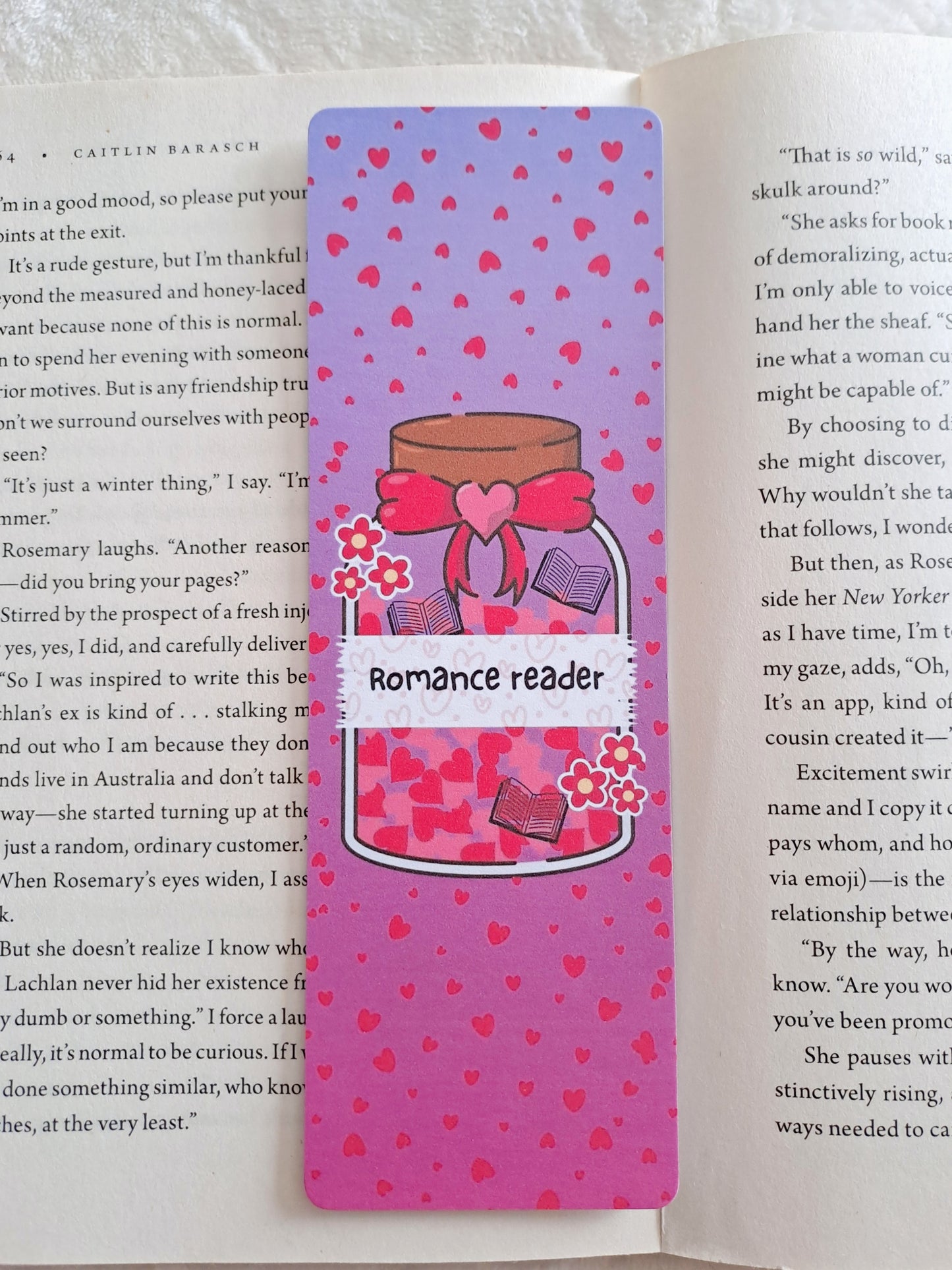 Romance reader bookmark