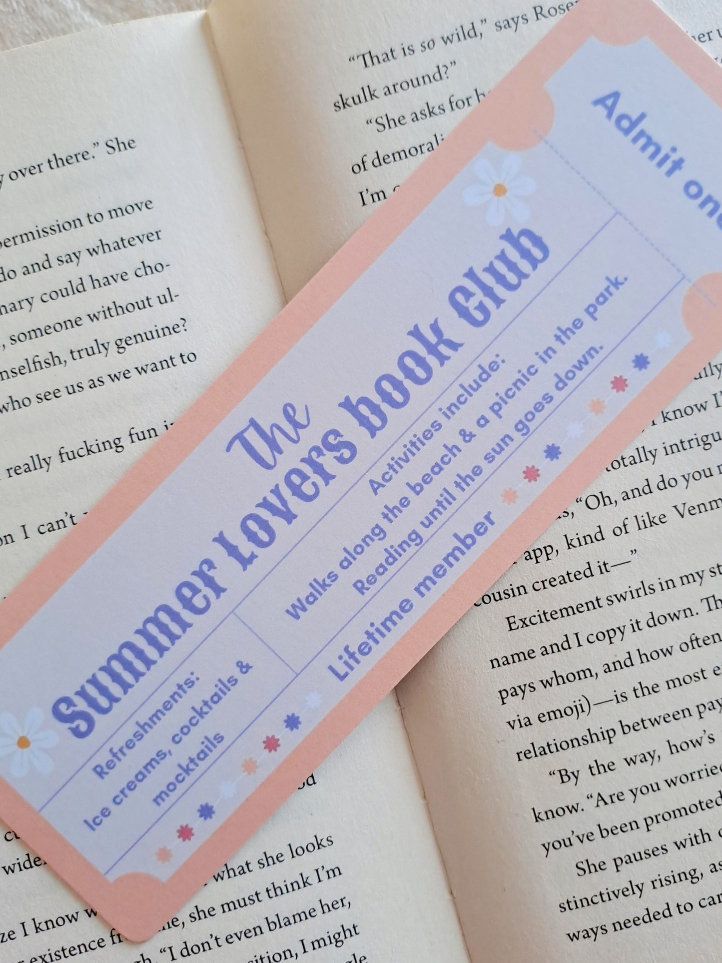 The summer Lovers book club bookmark