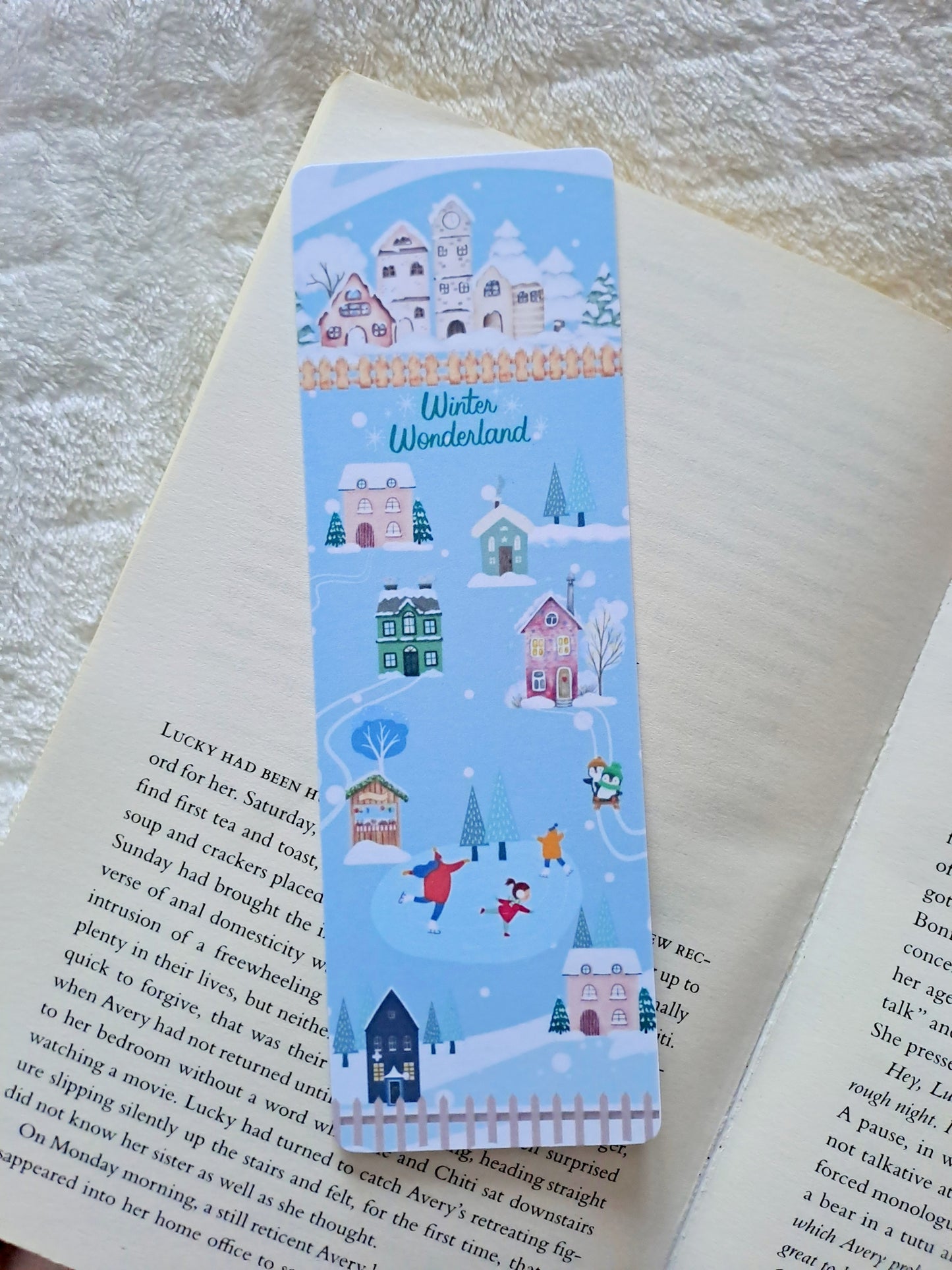 Winter wonderland themed bookmark