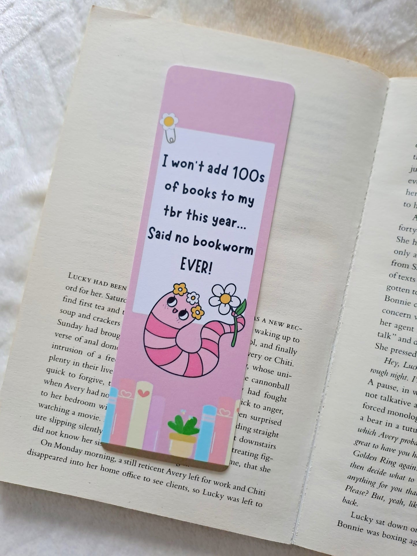 Pink bookworm 2025 bookmark