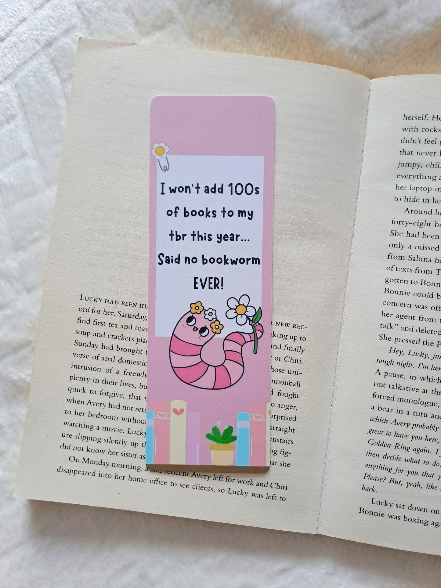Pink bookworm 2025 bookmark