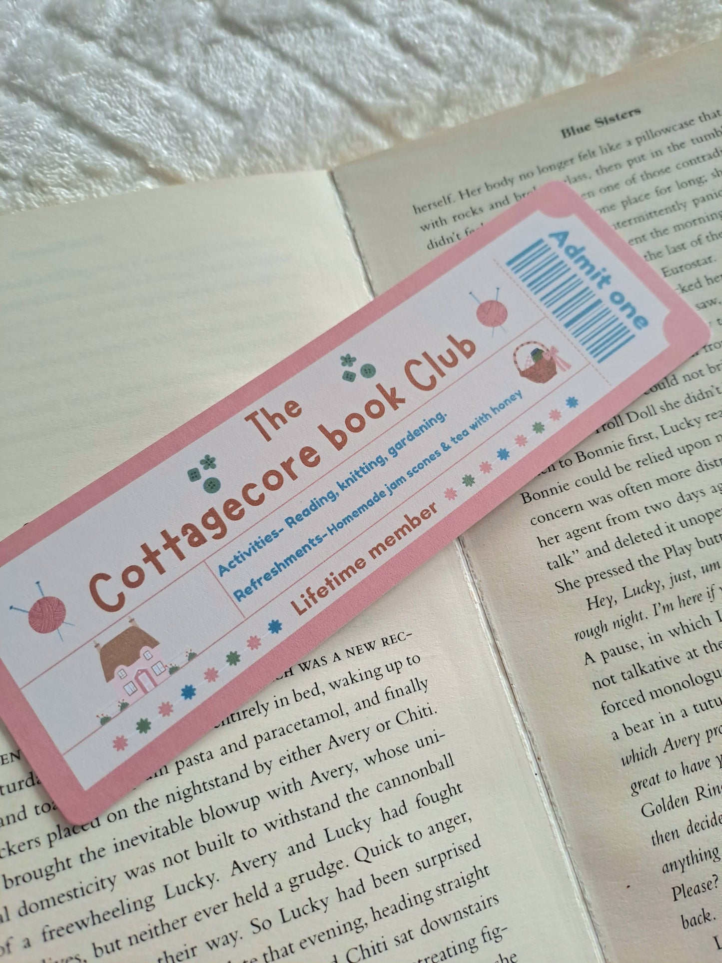 The Cottagecore book club bookmark - Booklover gifts | Ticket bookmarks | Cosy reading