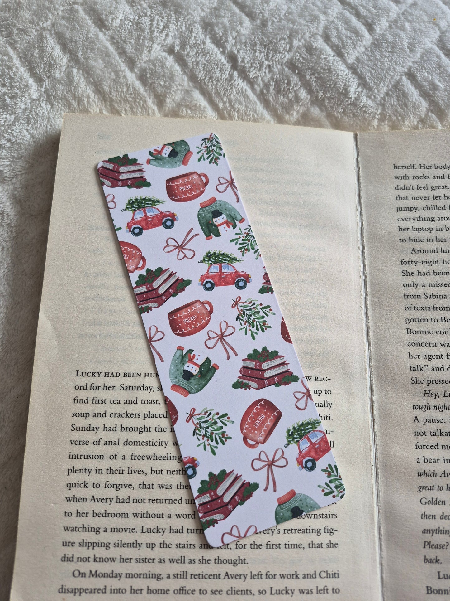 Small town holiday season bookmark for booklovers