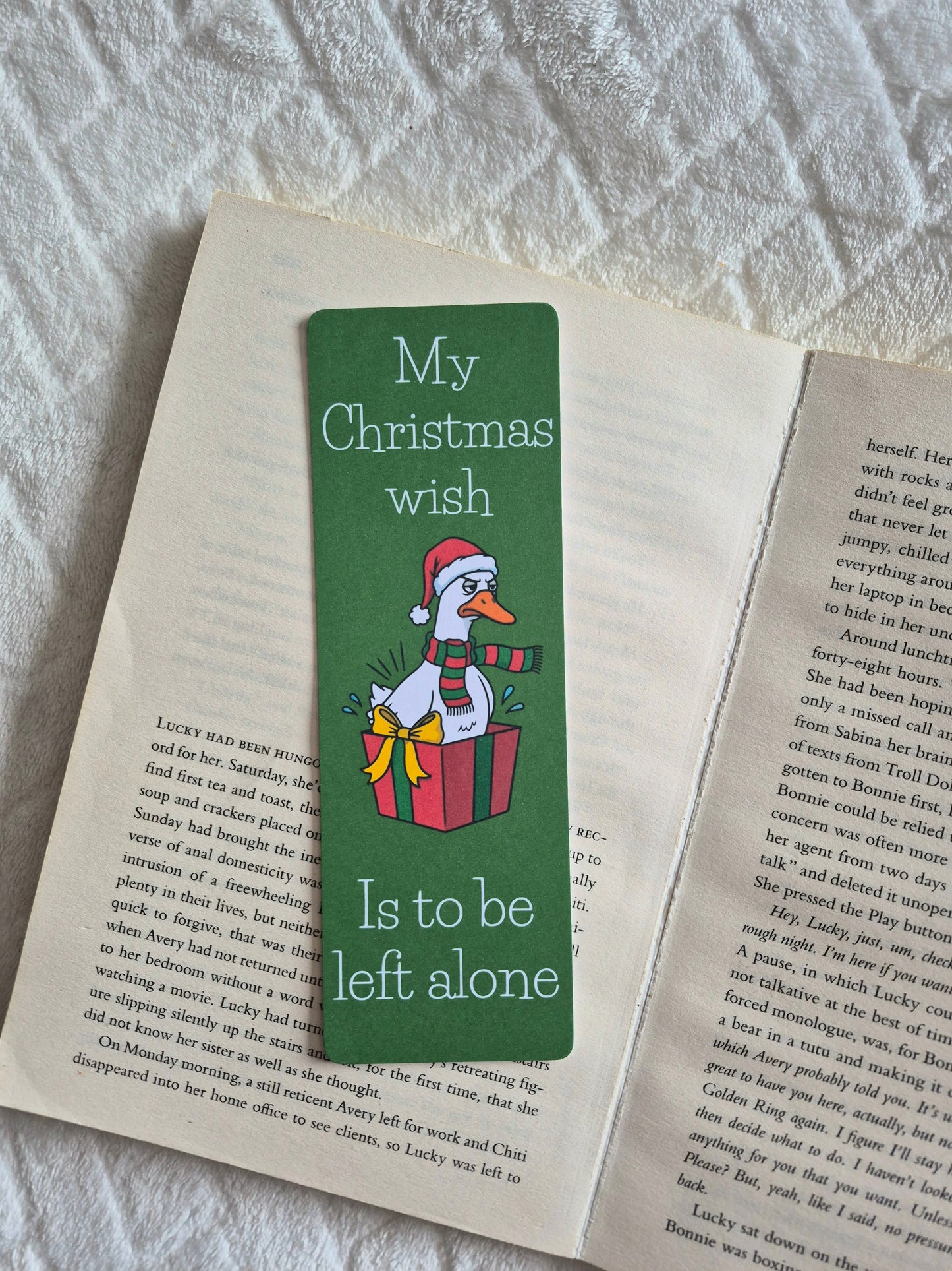 Grumpy festive Goose bookmark: Christmas booklover gift