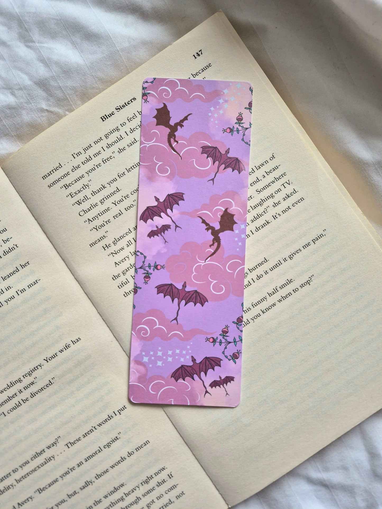 Pink dragons bookmark for Fantasy booklovers - Double-sided print