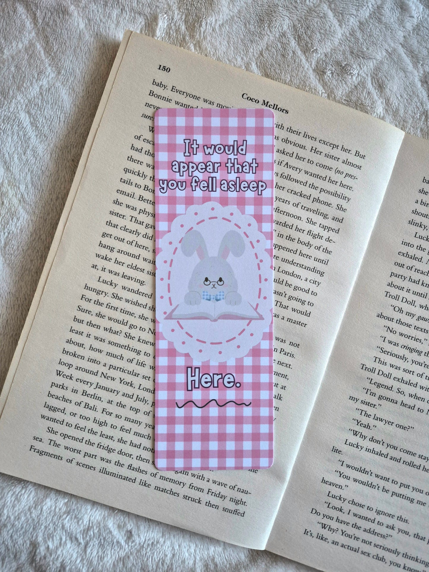 You feel asleep here bunny bookmark: Spring bookmarks