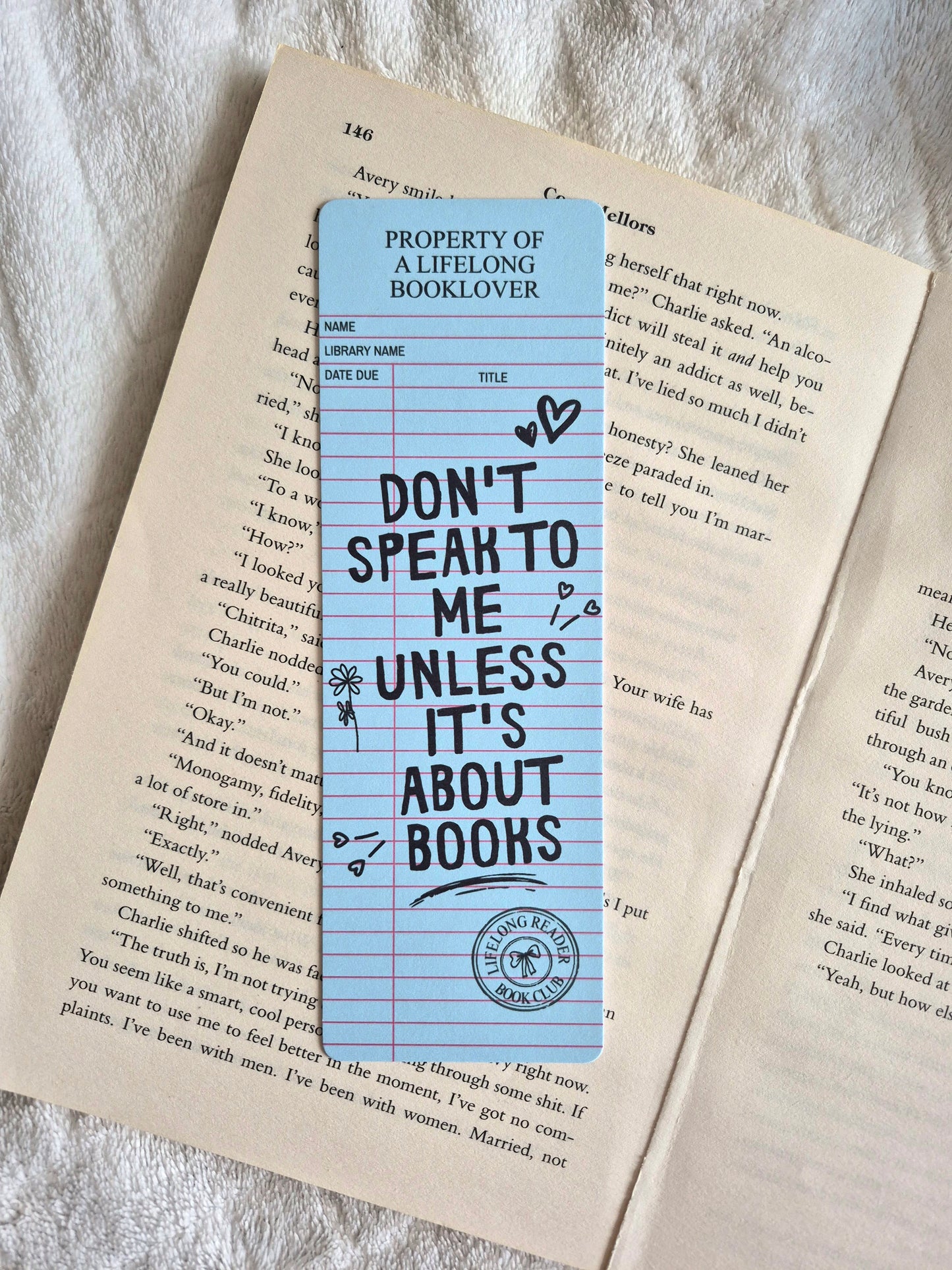 Don't speak to me unless it's about books library card bookmark
