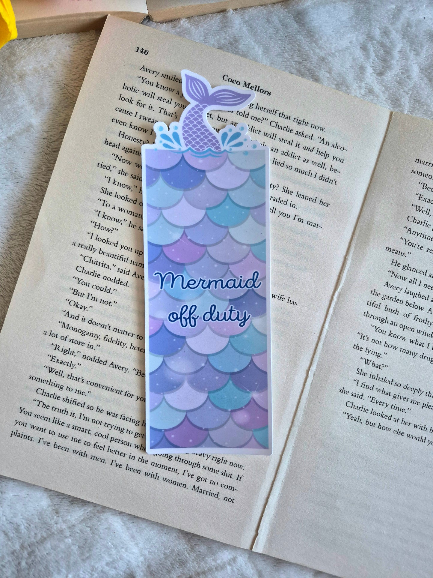 Mermaid off duty die-cut summer bookmark