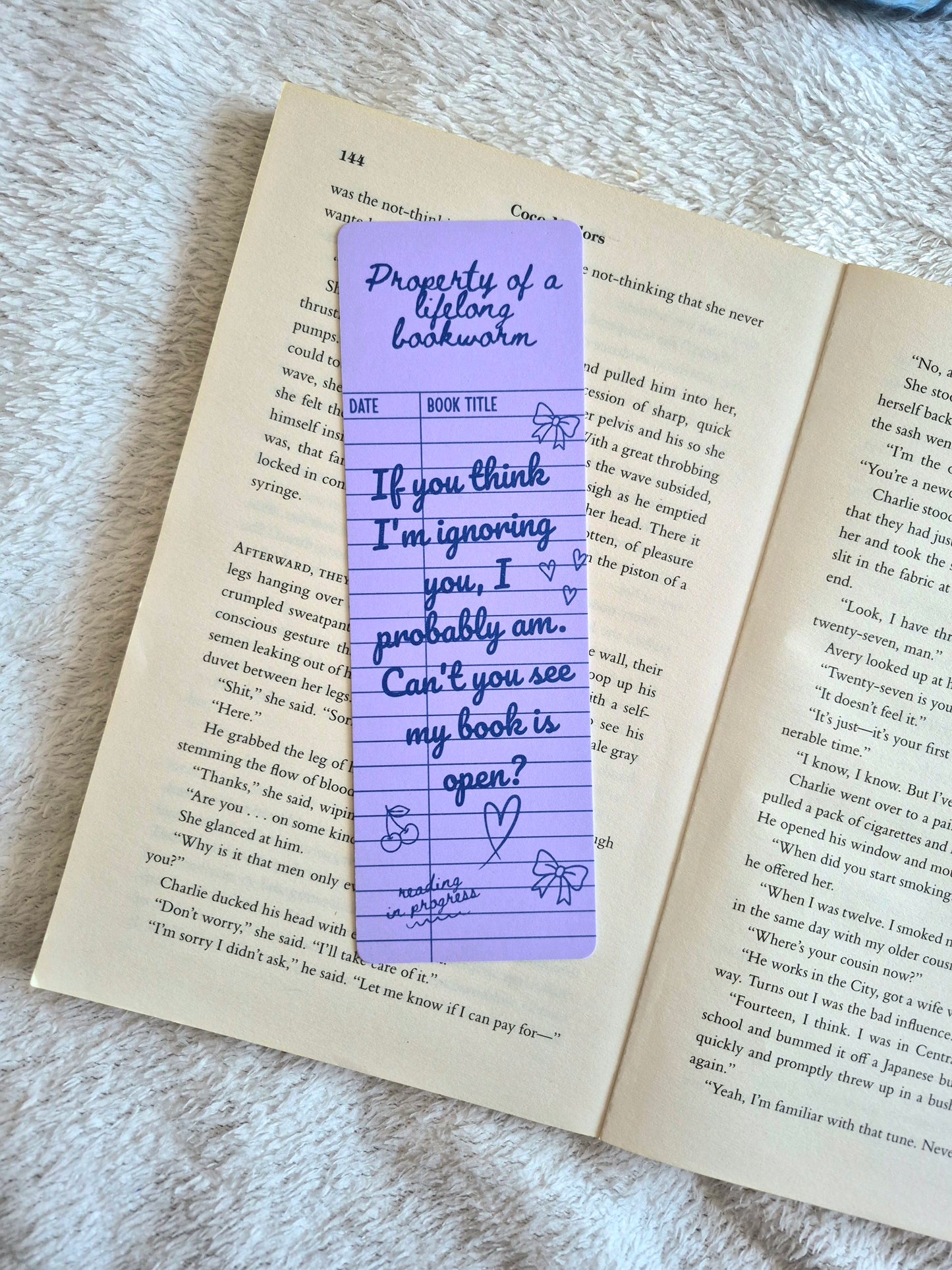 If you think I'm ignoring you, I probably am. Funny library card bookmark