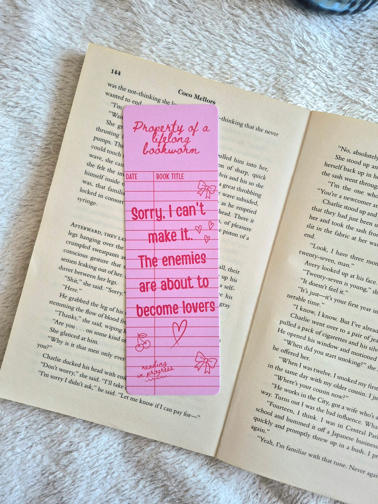 The enemies are about to become lovers. Funny library card bookmark