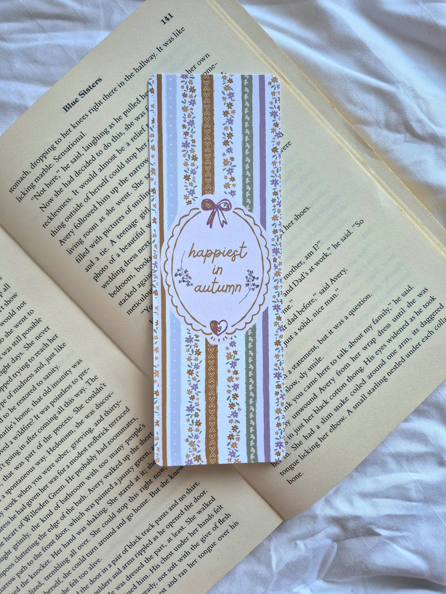 Happiest in Autumn floral bookmark