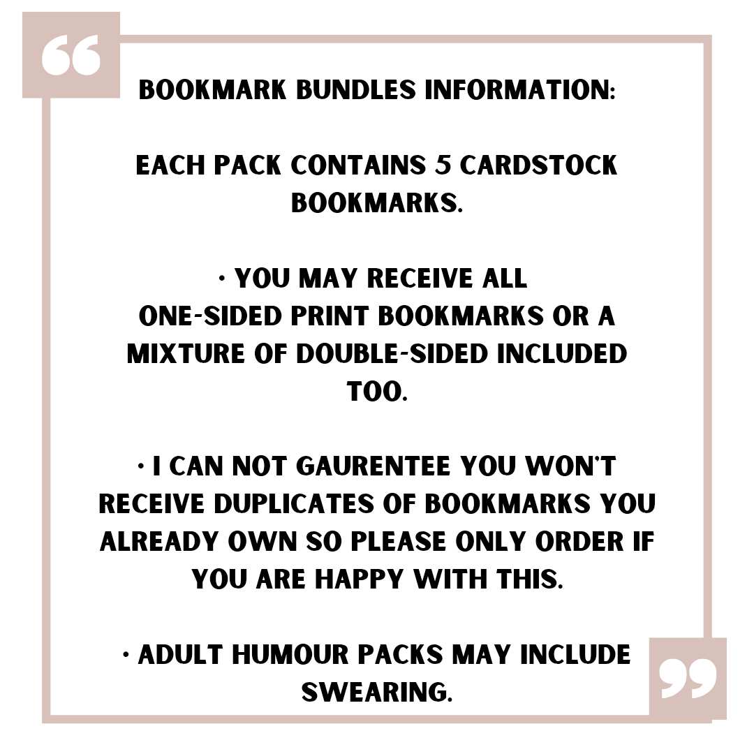 Bookmark Bundles - Pack of 5 cardstock bookmarks