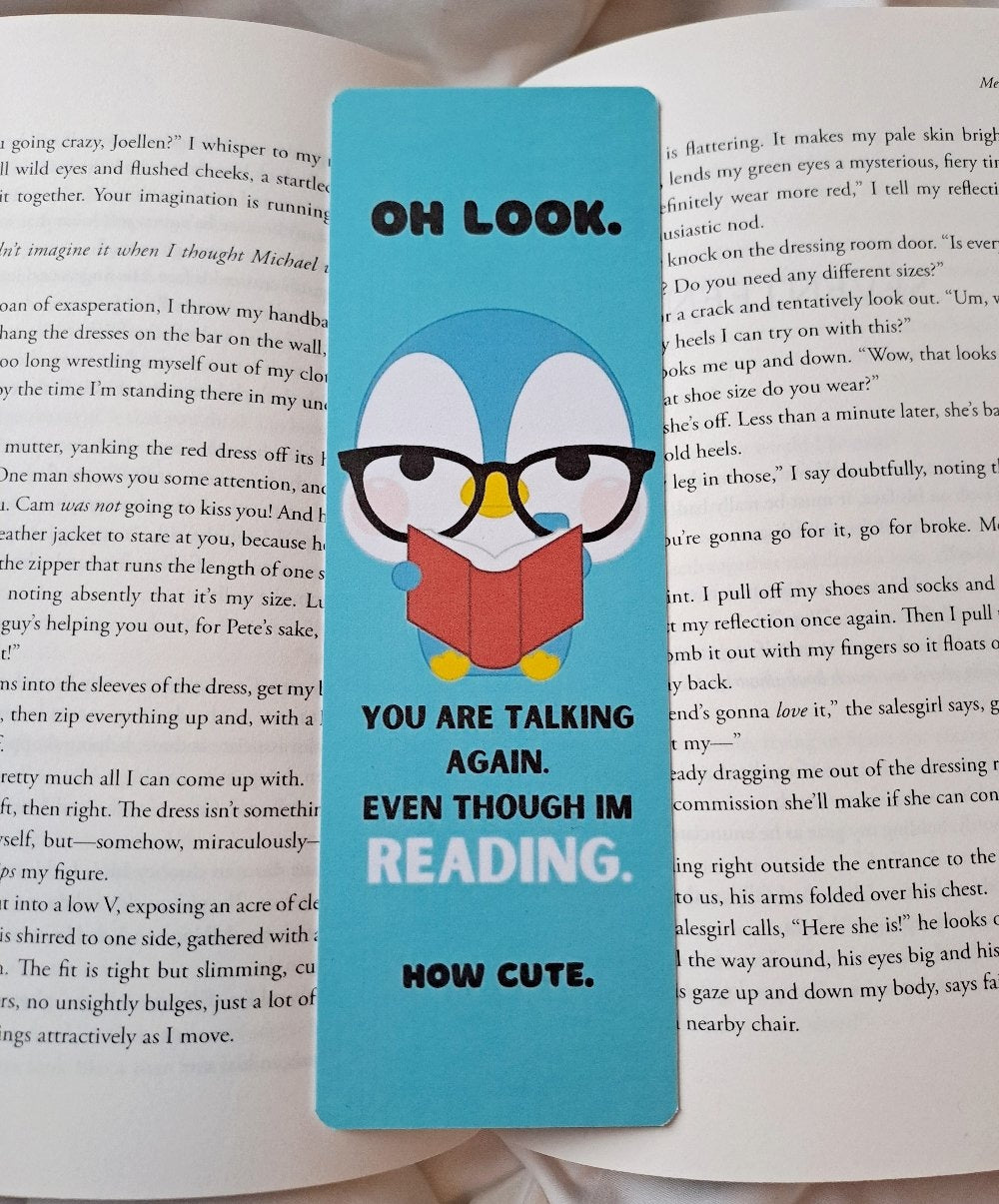 Grumpy Pete the penguin bookmark