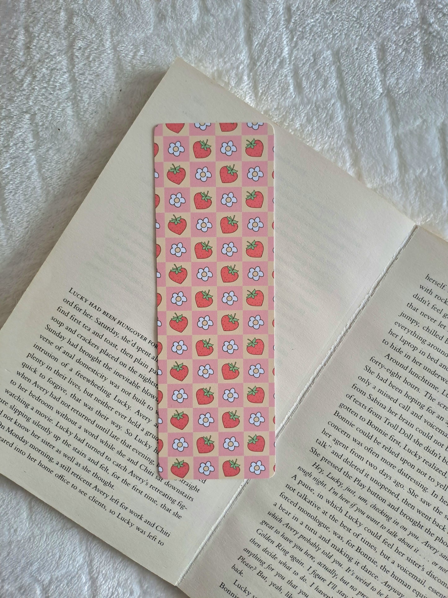 Strawberry/flower print bookmark