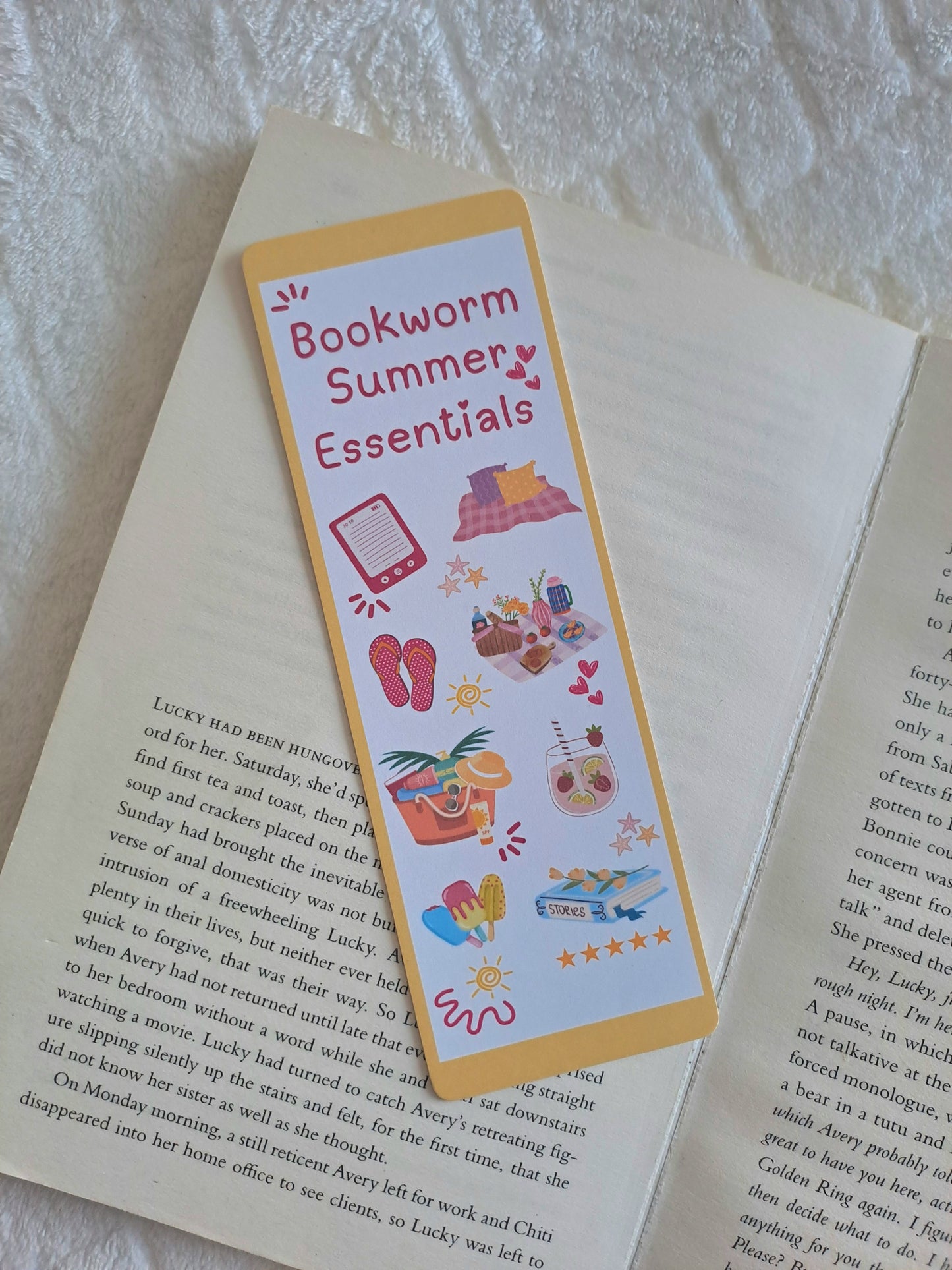 Bookworm summer essentials bookmark- Reading accessories for booklovers