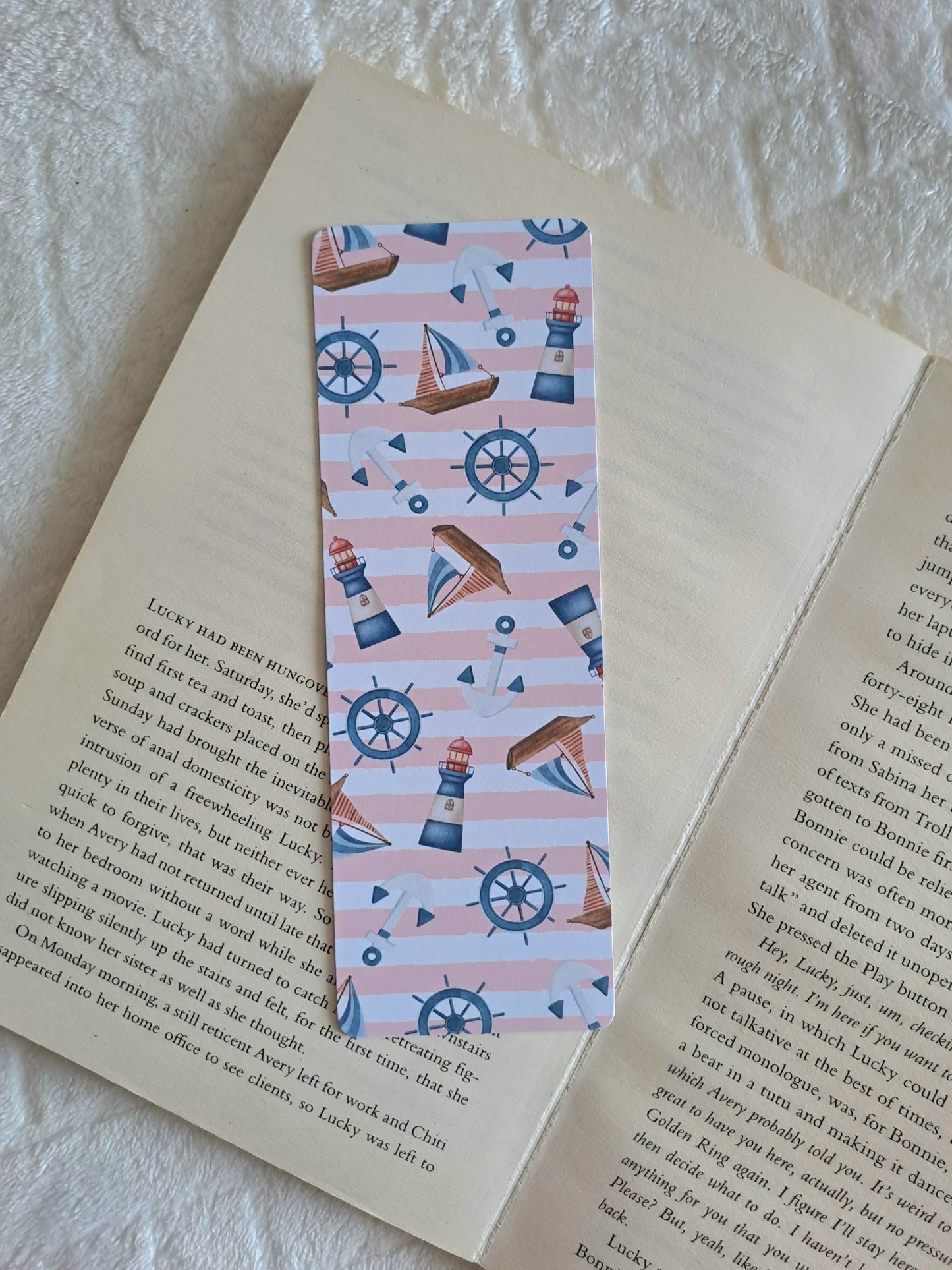 Nautical themed double-sided print bookmark - Summer bookmarks