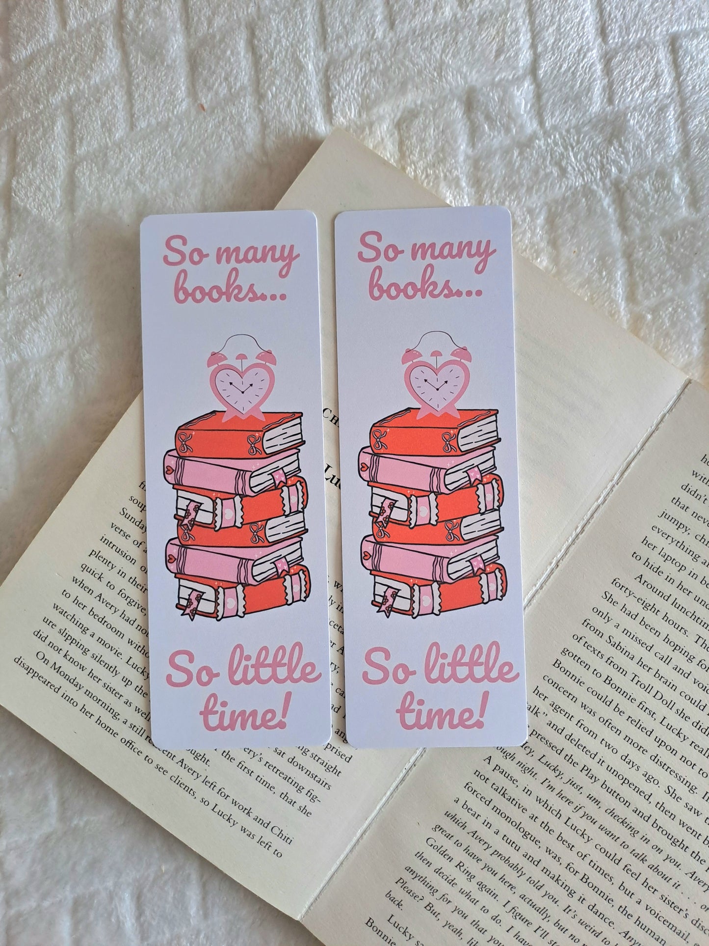 So many books so little time reading bookmark - red and pink bookish gifts