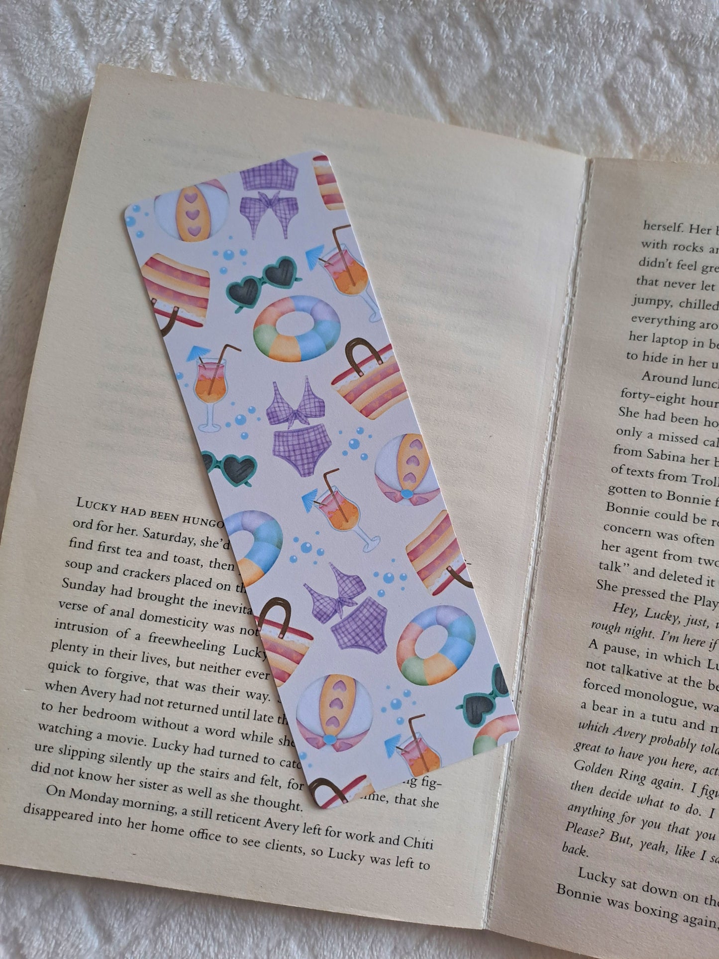 A day at the beach! double-sided print bookmark- Summer bookmarks | Booklover gift