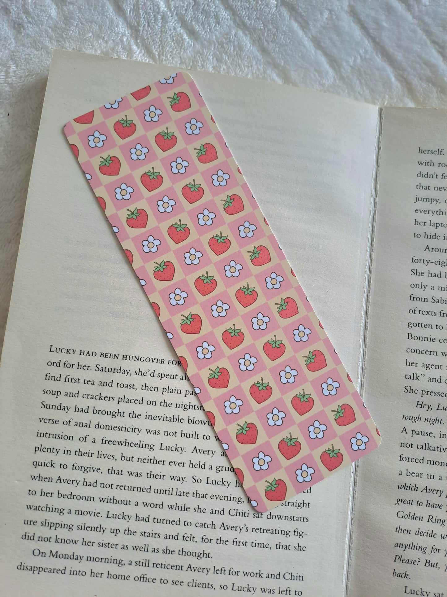 Strawberry/flower print bookmark