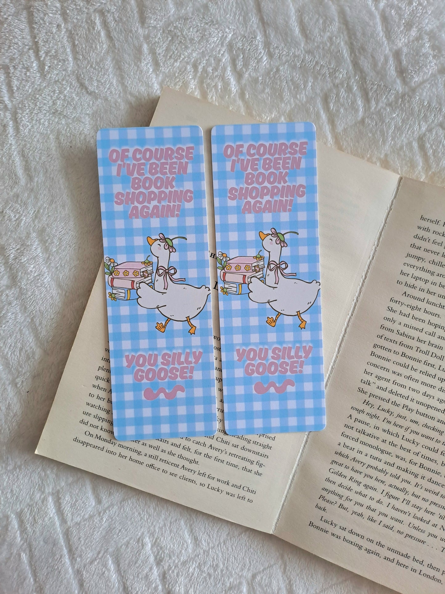 Silly goose book shopping coquette bookmark