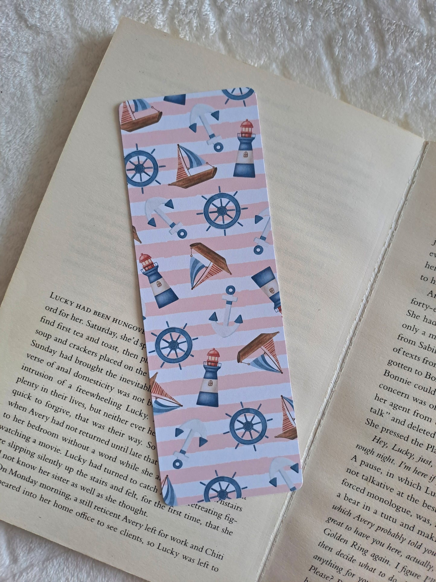Nautical themed double-sided print bookmark - Summer bookmarks