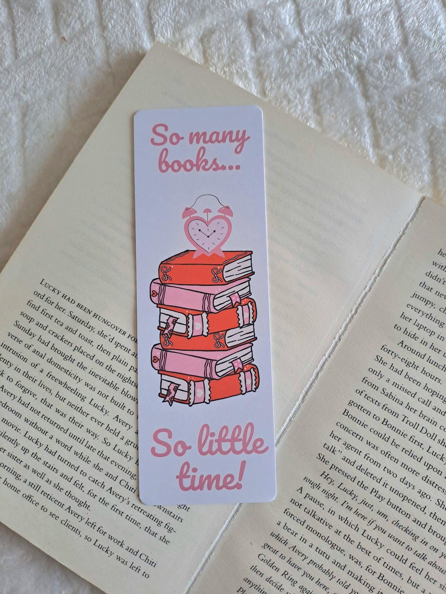 So many books so little time reading bookmark - red and pink bookish gifts