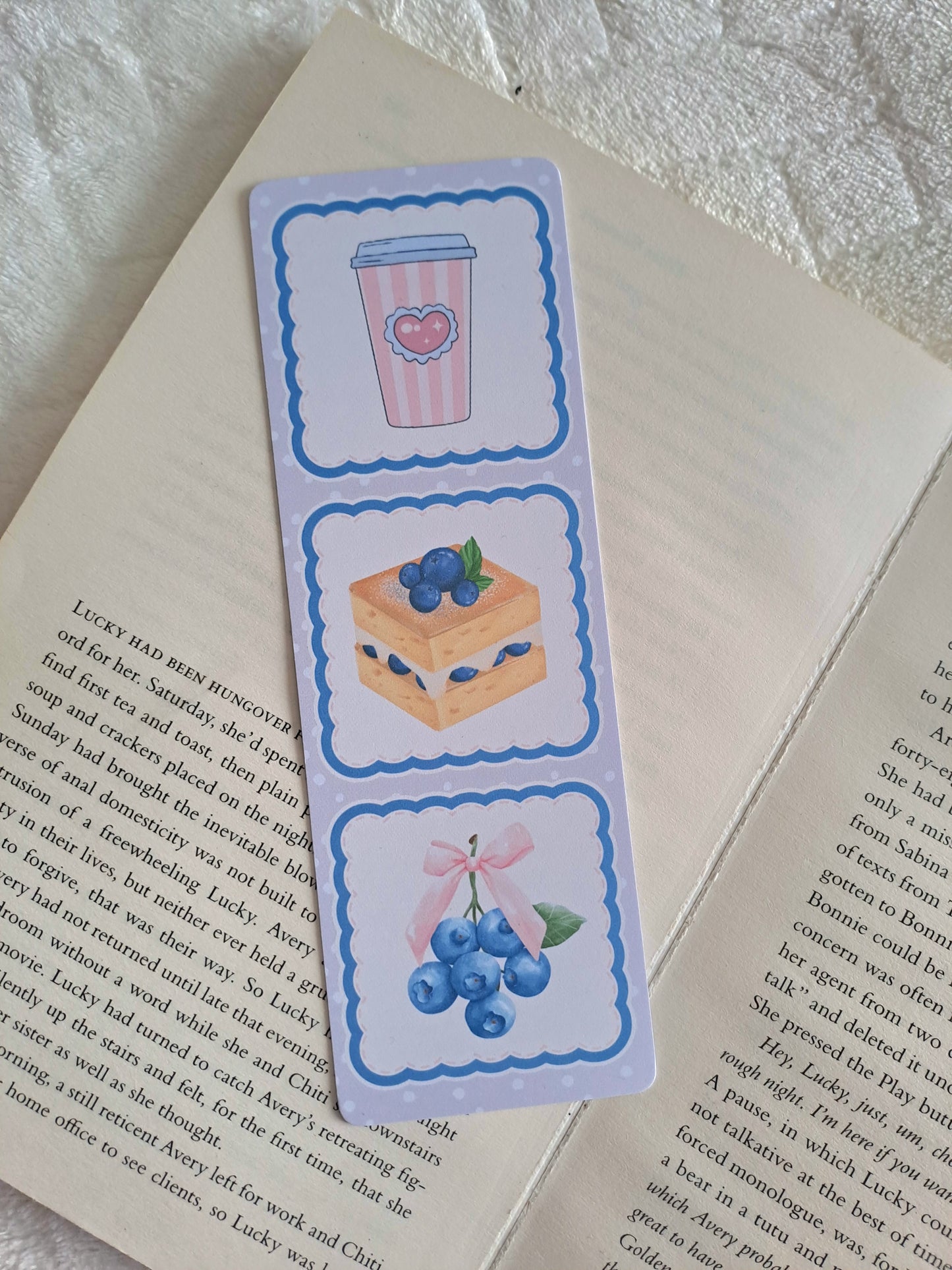 Blueberry cake and coffee bookmark - Water colour aesthetic