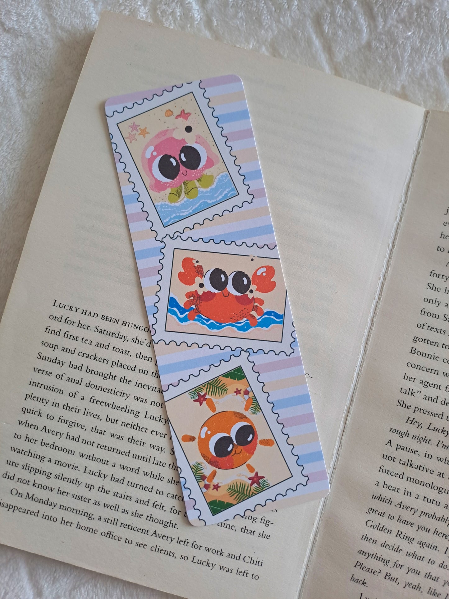 Beach themed postcards bookmark - Summer | Jelly fish, crab, sunshine