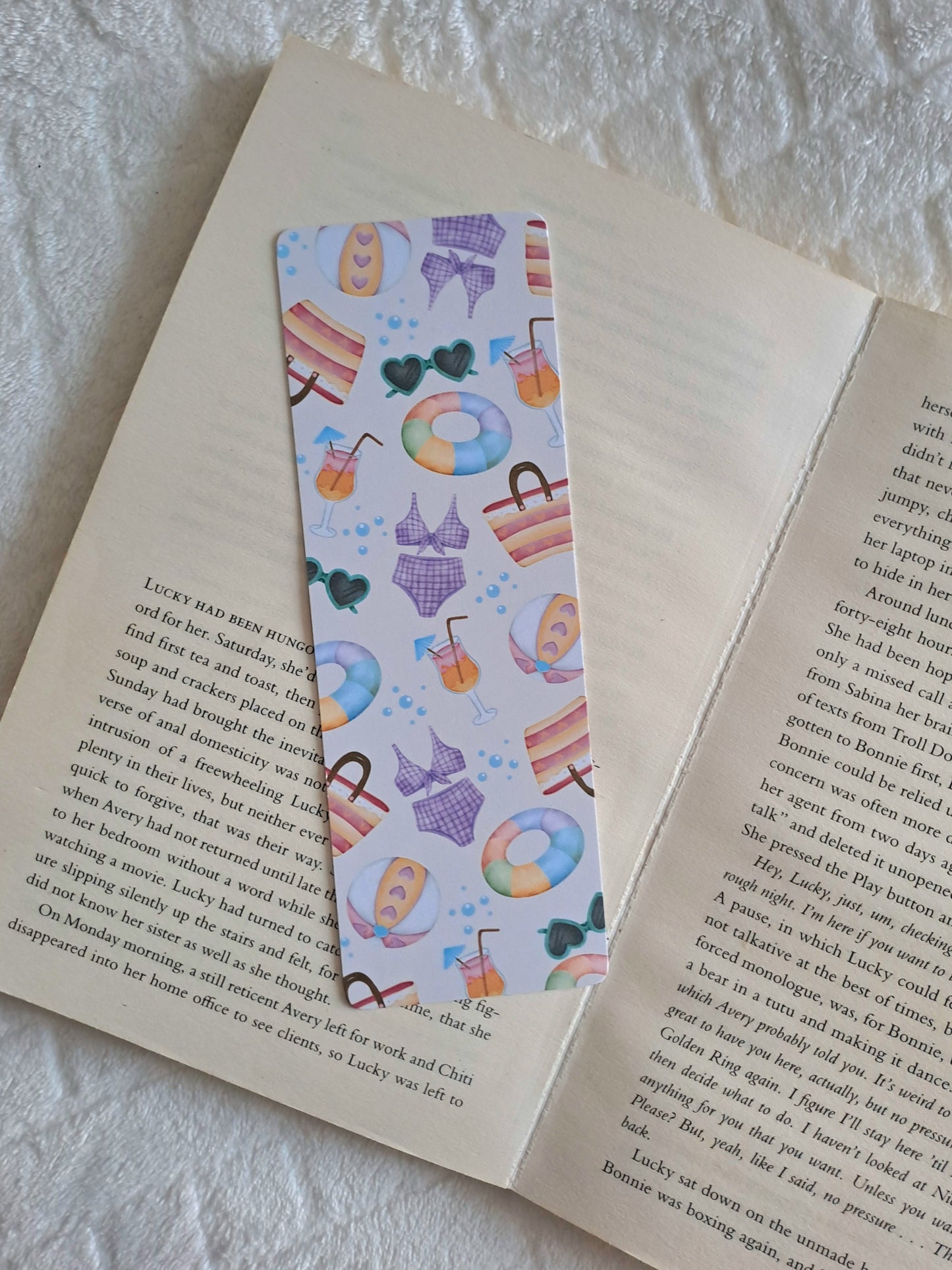 A day at the beach! double-sided print bookmark- Summer bookmarks | Booklover gift