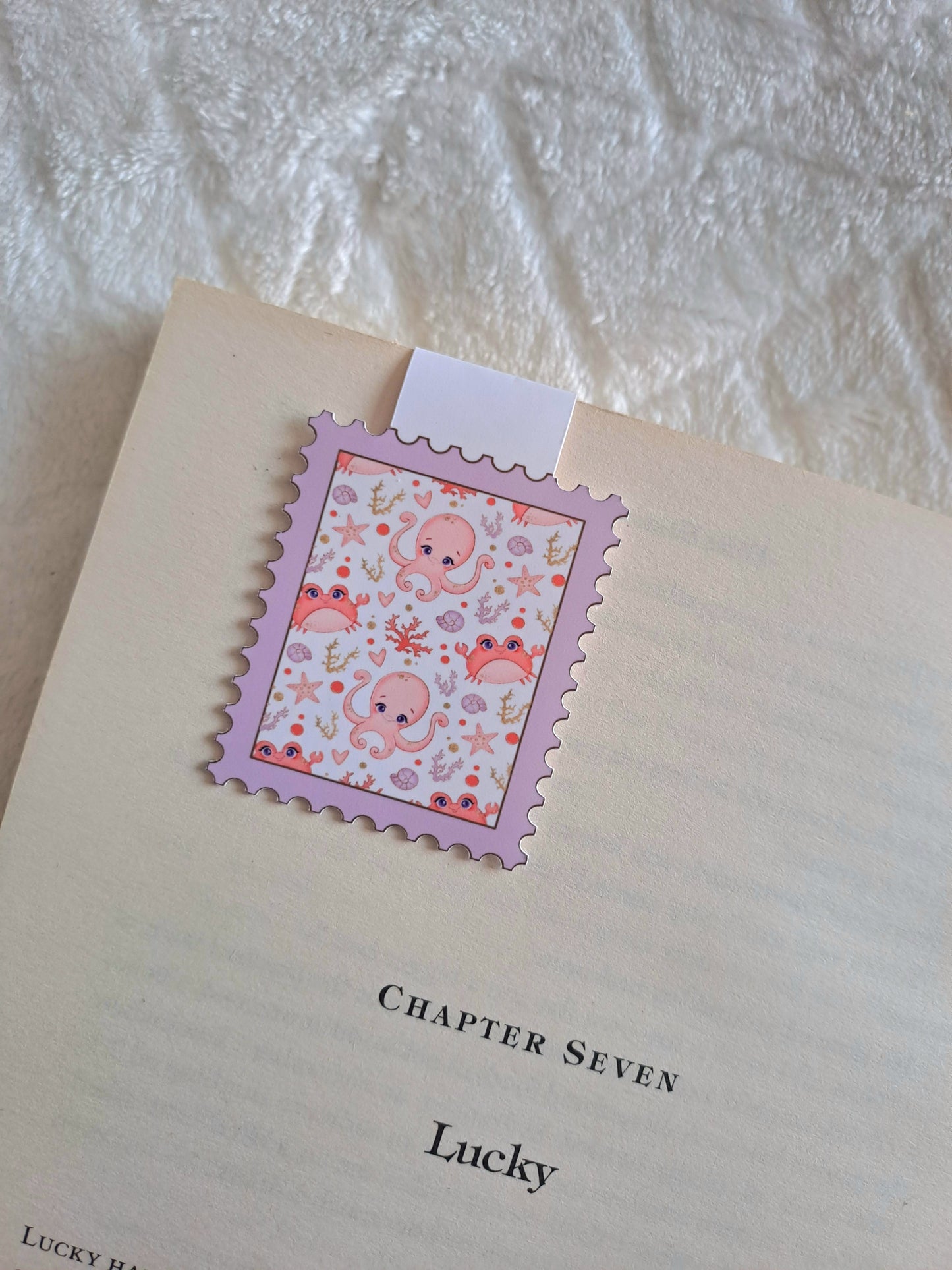 Octopus/crab summer magnetic bookmark | Reading accessories |Purple stamp