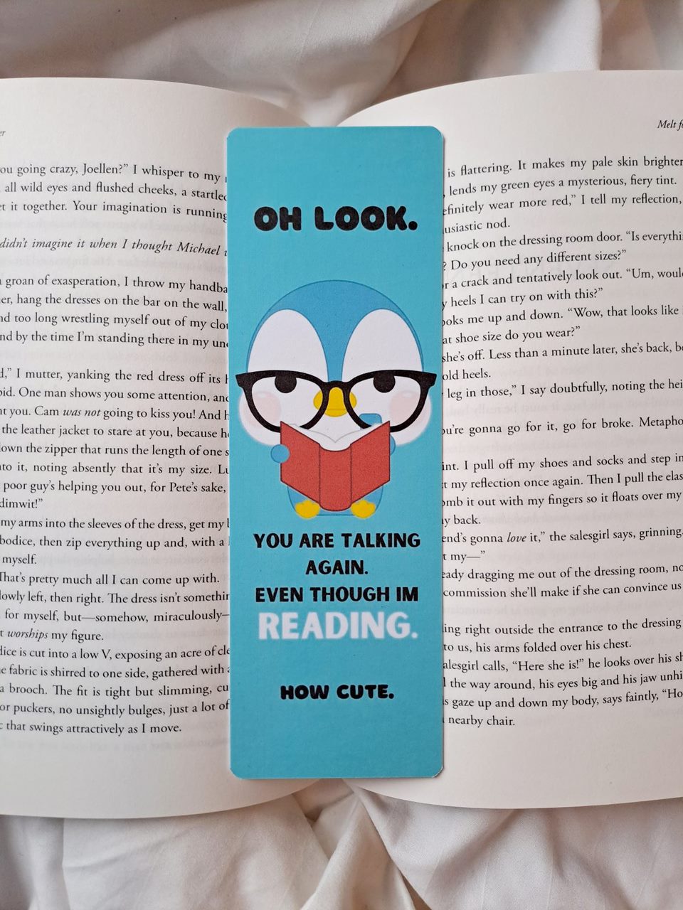 Grumpy Pete the penguin bookmark