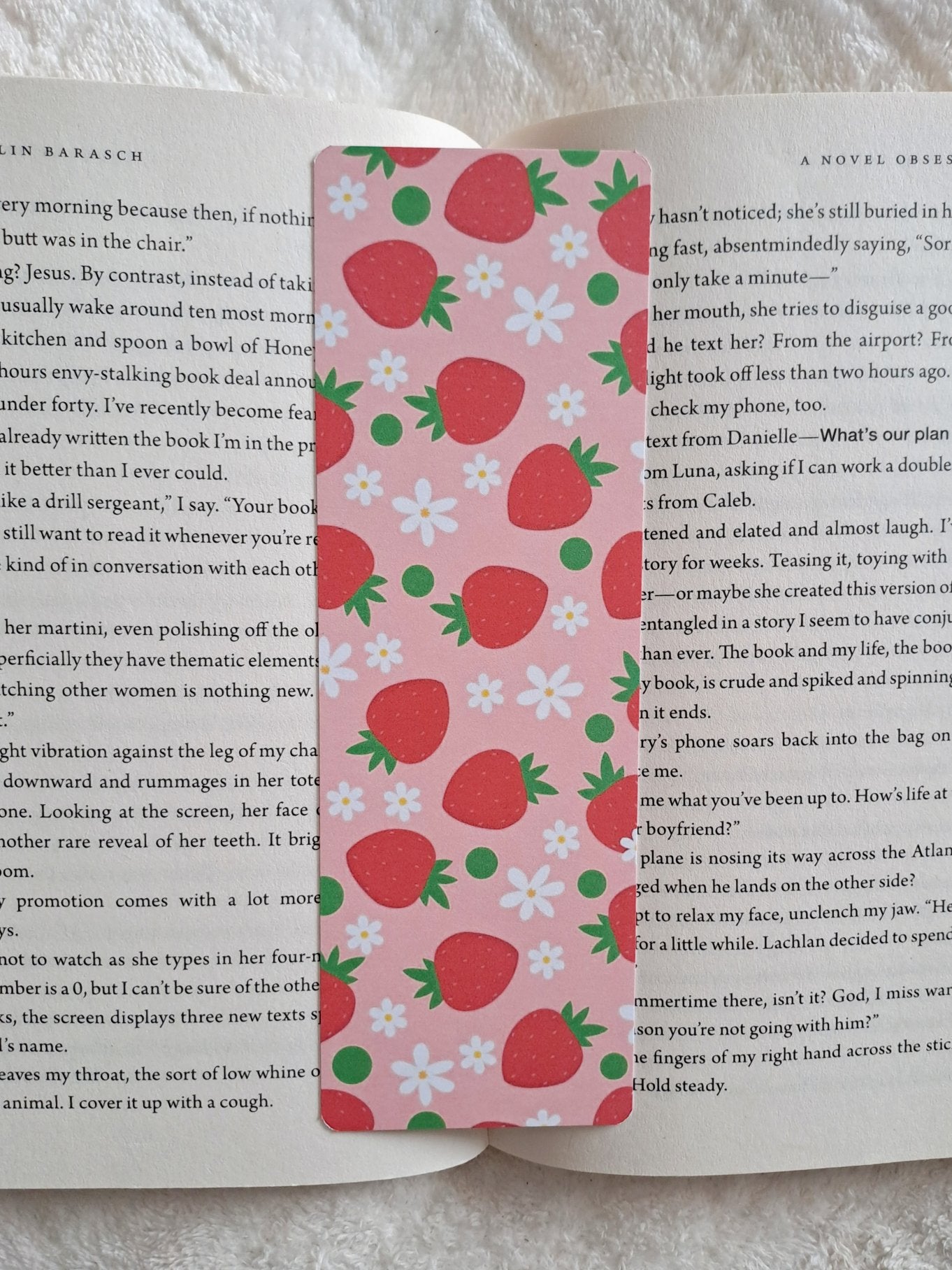 Strawberry flower bookmark - Double-sided print