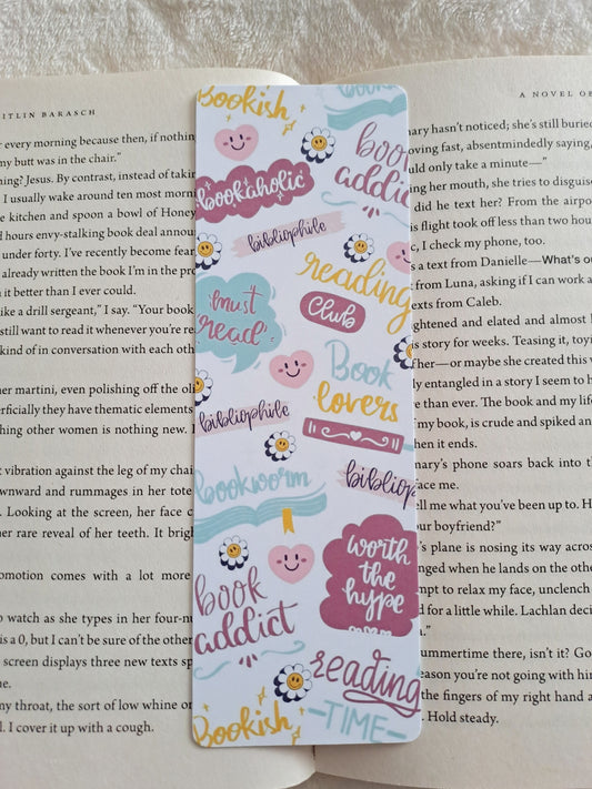 Bookworm double-sided print bookmark