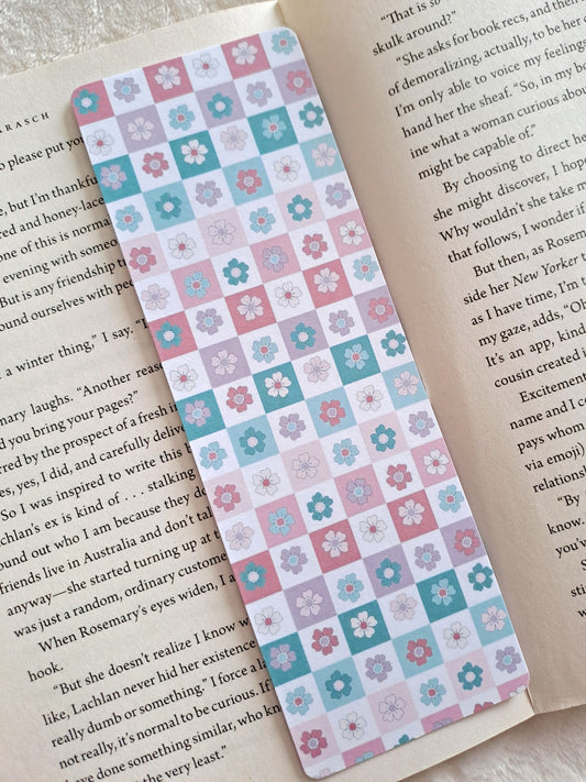 Flower print double-sided print bookmark