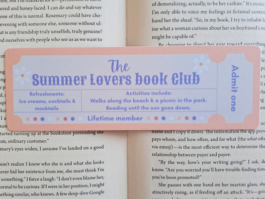 The summer Lovers book club bookmark