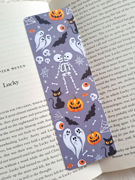 Spooky, halloween double-sided print bookmark