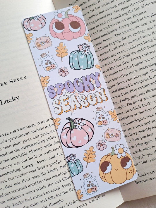 Retro pumpkins, spooky season bookmark