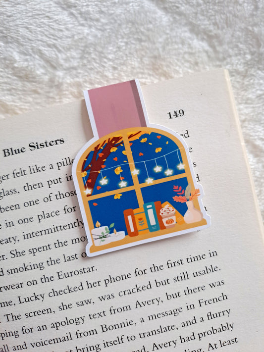 Autumn window magnetic bookmark