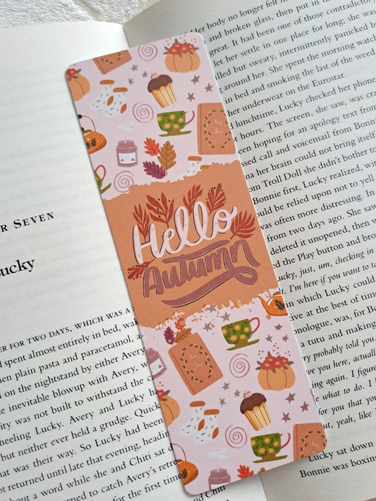 'Hello, autumn' double-sided print bookmark