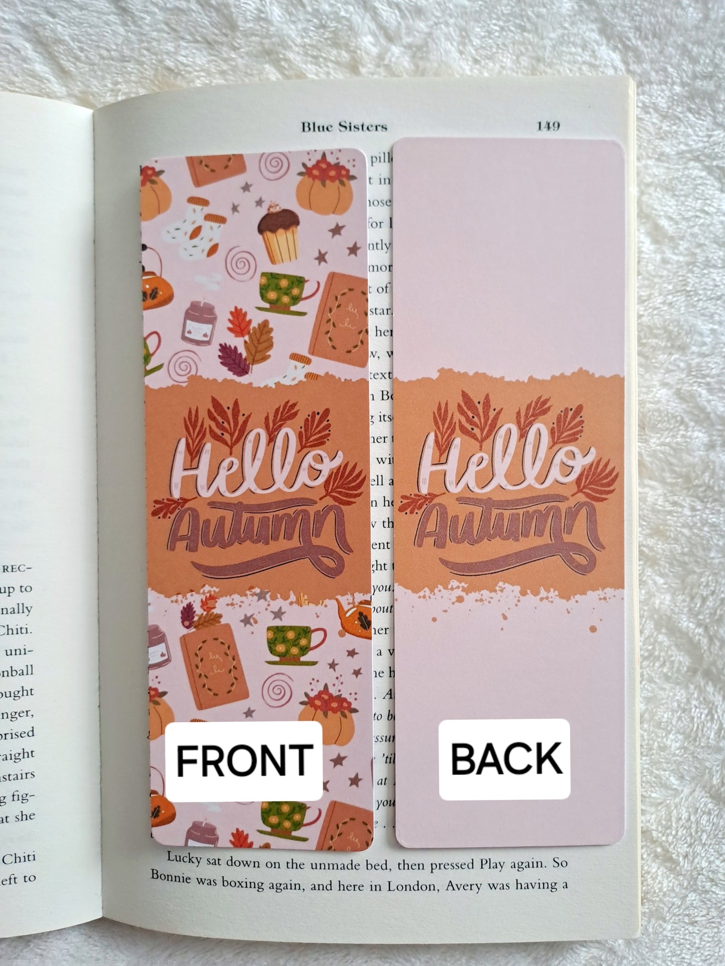 'Hello, autumn' double-sided print bookmark