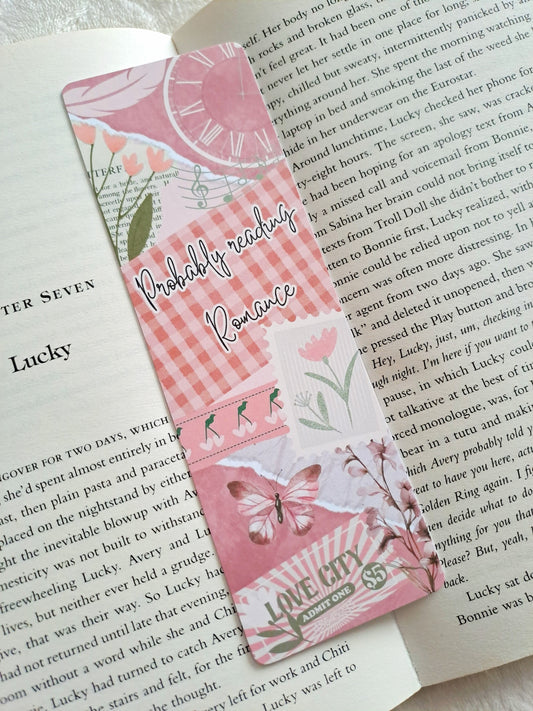 Pink, vintage romance bookmark