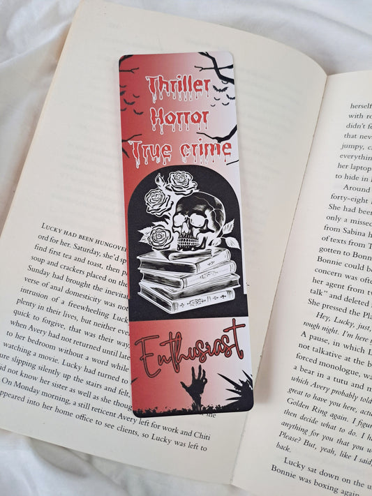 Red and black thriller bookmark