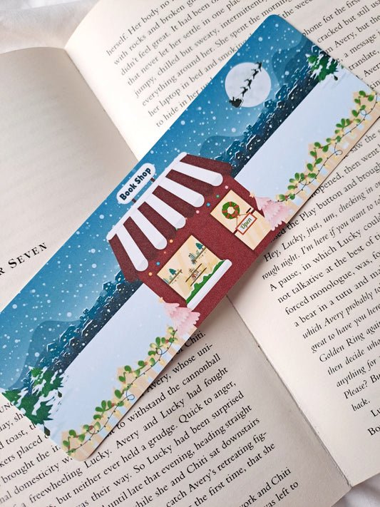 Winter bookshop scenic bookmark