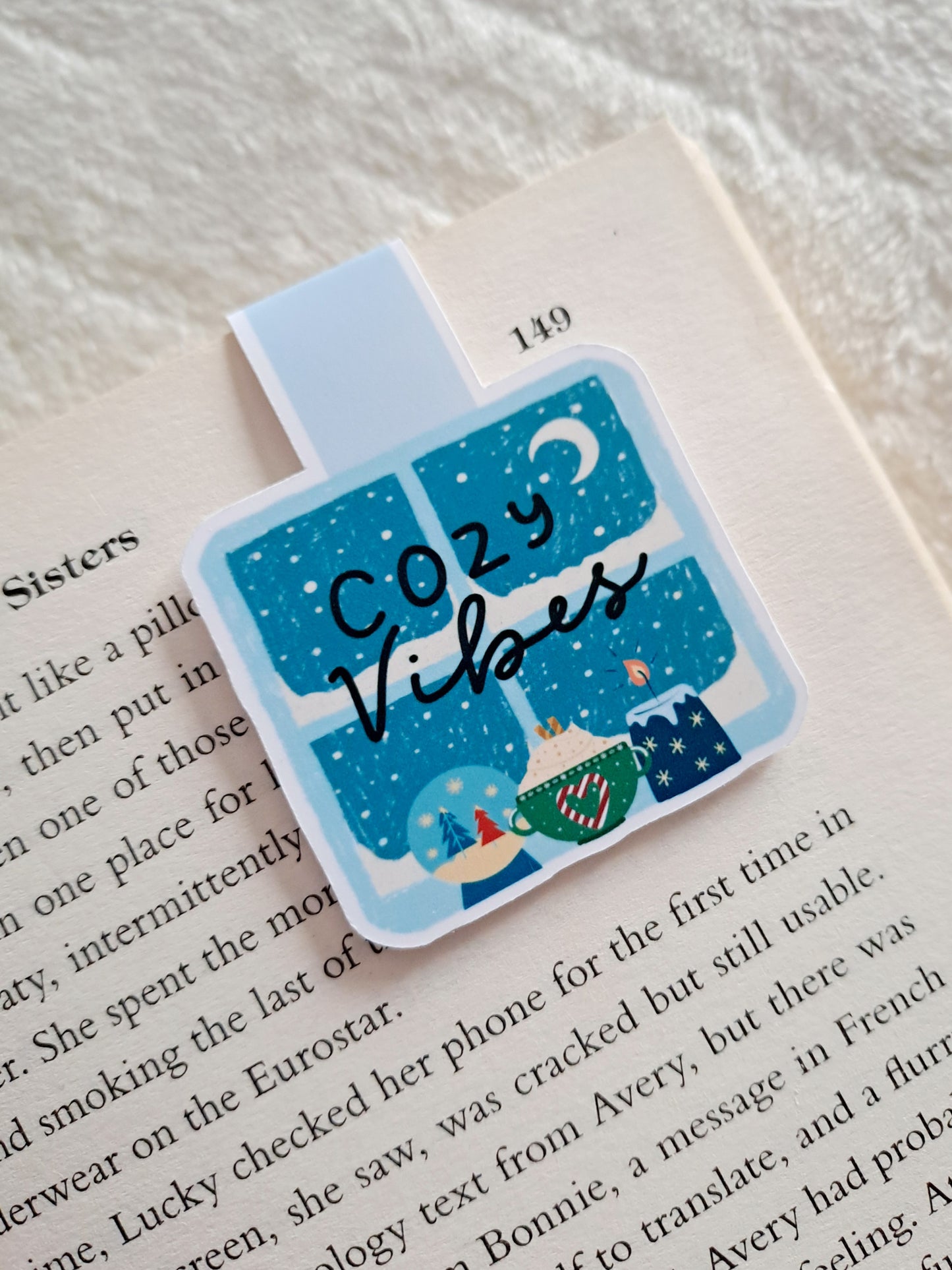 Cosy vibes magnetic bookmark