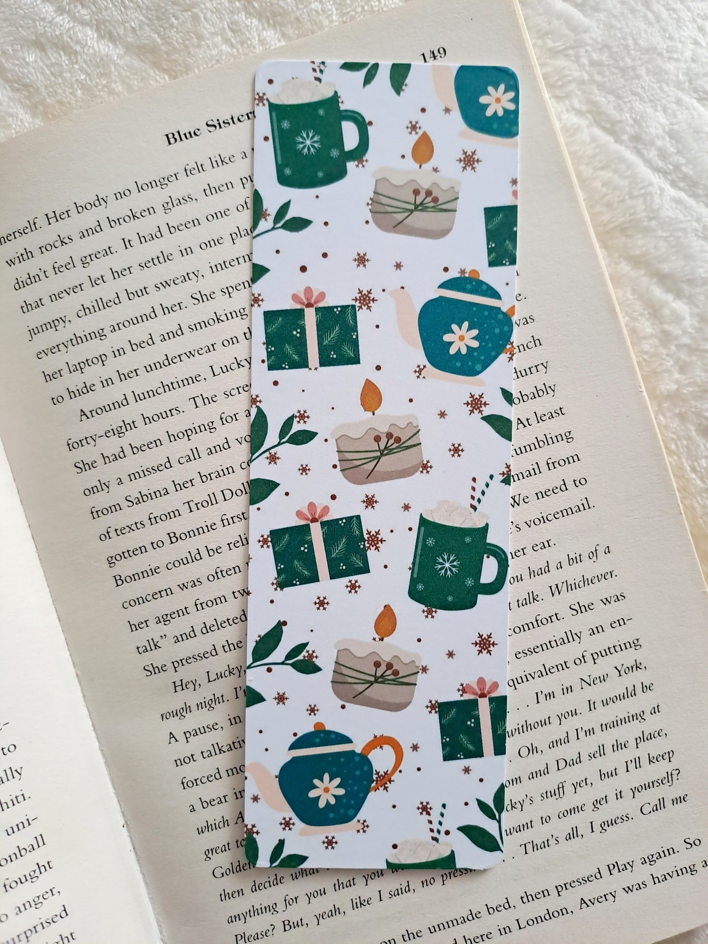 Festive, double-sided print tea lovers bookmark