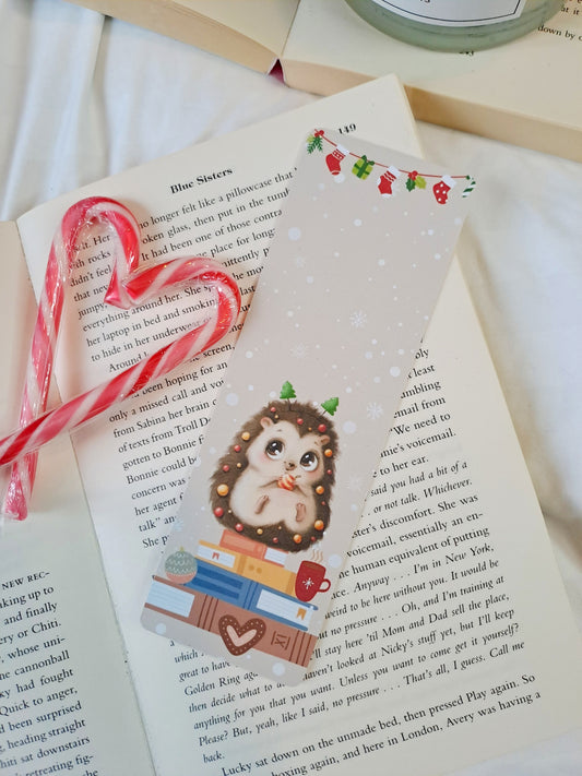 Festive Hedgehog bookmark: Cute Christmas gift for booklovers