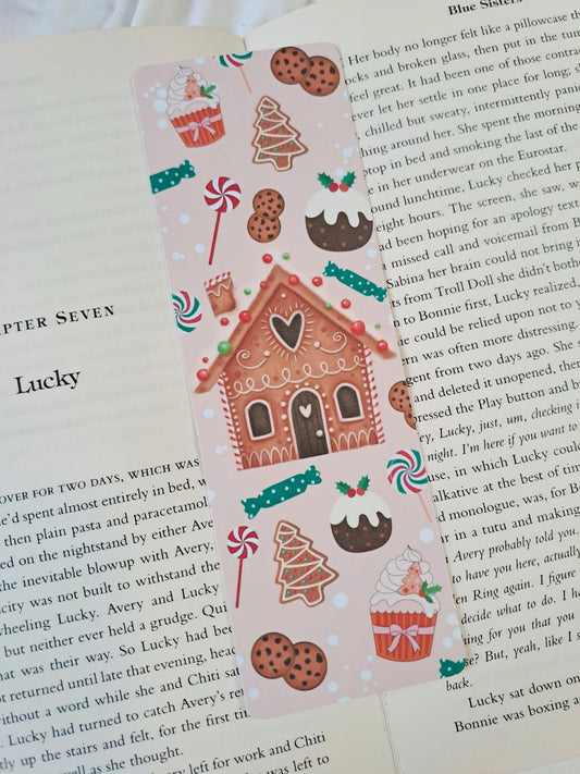 Gingerbread house festive bookmark