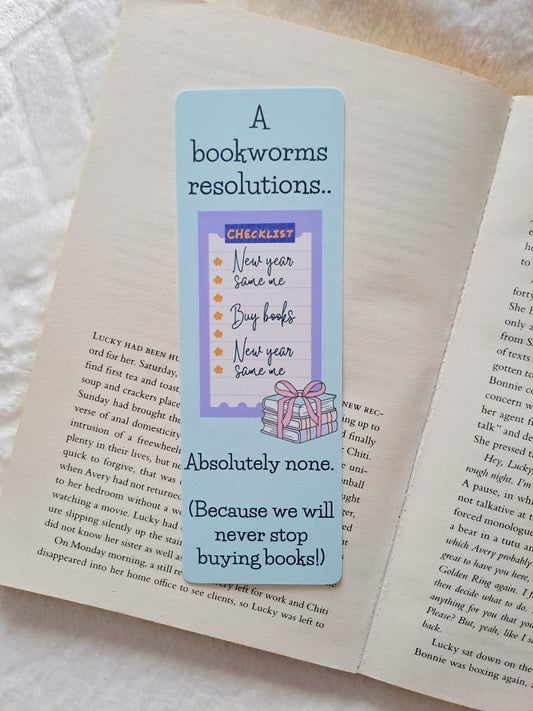 New year bookworm resolutions bookmark