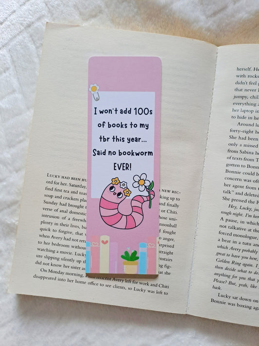 Pink bookworm 2025 bookmark